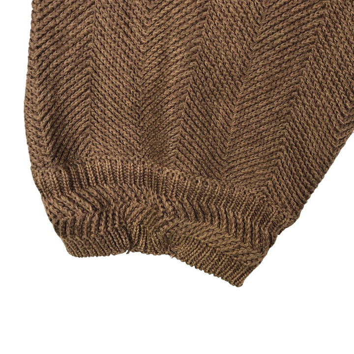 Ralph Lauren CHAPS Herringbone Hand-Framed Cotton Knit Sweater, Men's Size L cotton brown type Vintage Second Hand