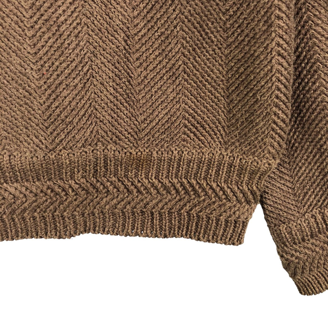Ralph Lauren CHAPS Herringbone Hand-Framed Cotton Knit Sweater, Men's Size L cotton brown type Vintage Second Hand