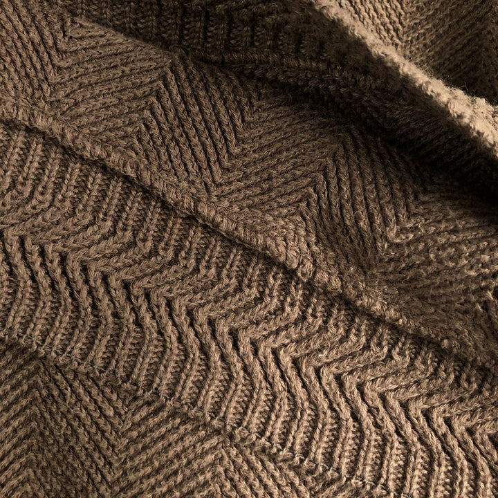 Ralph Lauren CHAPS Herringbone Hand-Framed Cotton Knit Sweater, Men's Size L cotton brown type Vintage Second Hand
