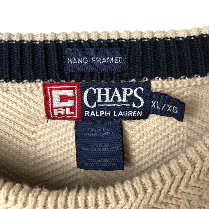 Ralph Lauren CHAPS Herringbone Cotton Knit Sweater Men's XL cotton Beige type Vintage Second Hand
