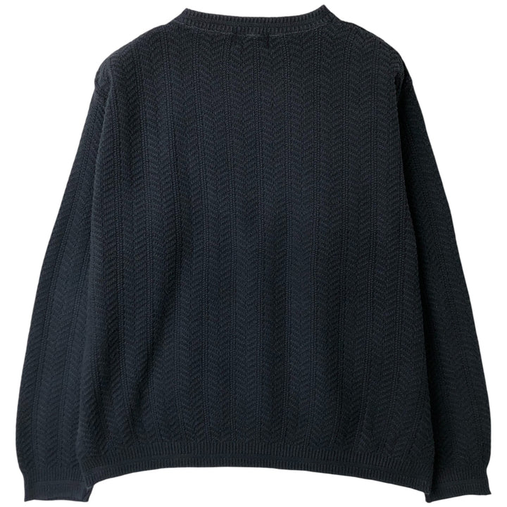 Vintage 90'S STUDIO BILL BLASS herringbone cotton knit sweater, Made in USA, Men's XL cotton navy blue type Vintage Second Hand