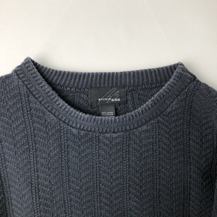 Vintage 90'S STUDIO BILL BLASS herringbone cotton knit sweater, Made in USA, Men's XL cotton navy blue type Vintage Second Hand