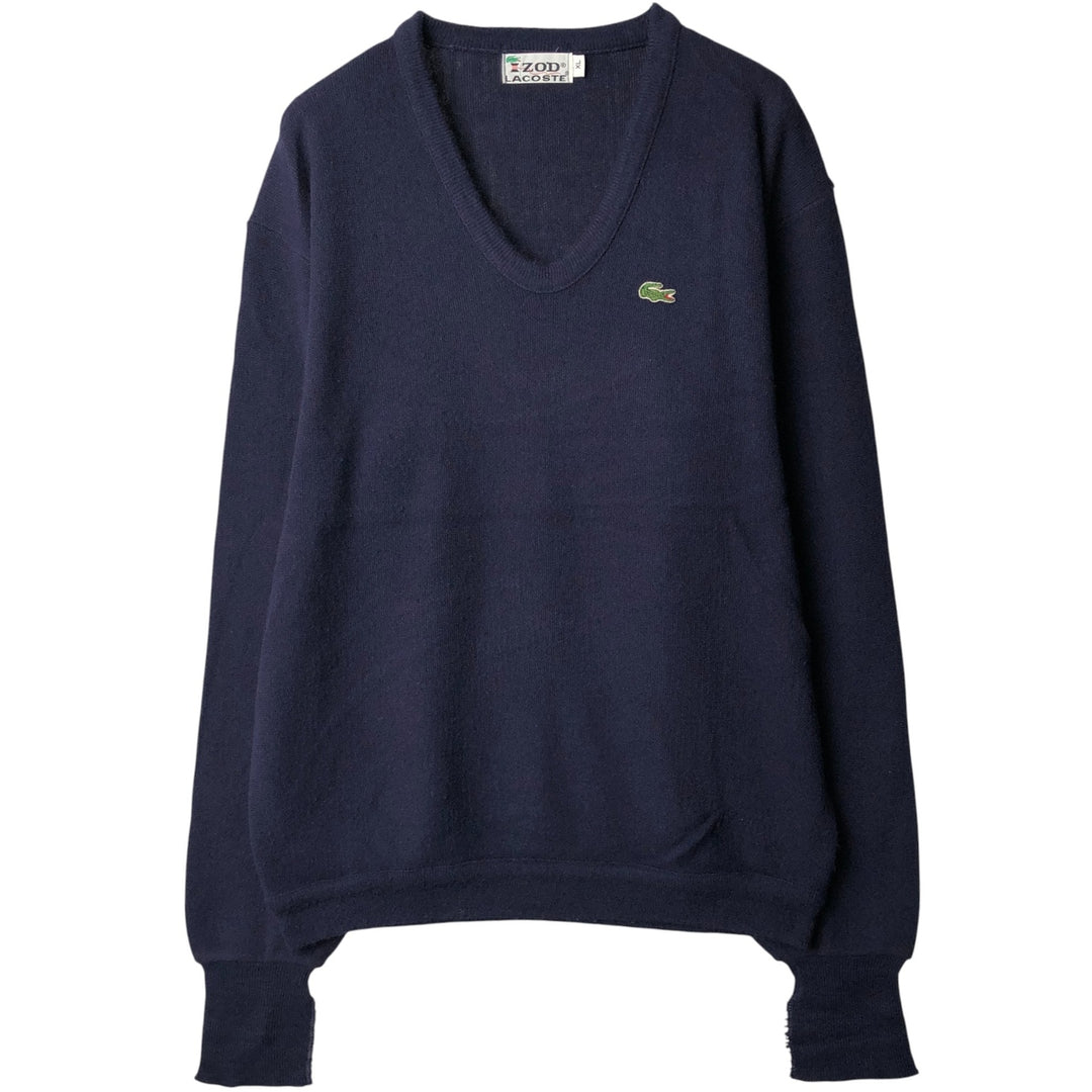 Vintage 1970'S Lacoste IZOD acrylic knit sweater, men's size XL unclear navy blue type Vintage Second Hand