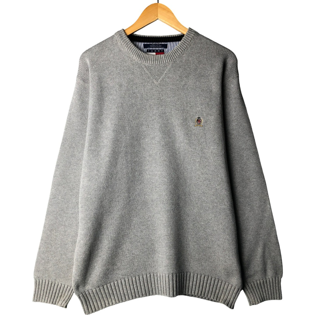 Tommy Hilfiger Cotton Knit Sweater, Men's Size L cotton gray type Vintage Second Hand