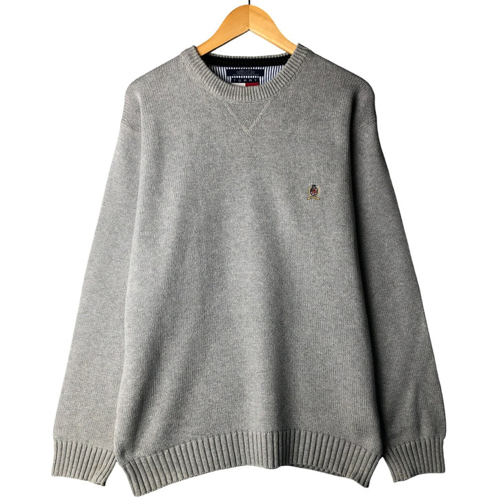 Tommy Hilfiger Cotton Knit Sweater, Men's Size L cotton gray type Vintage Second Hand