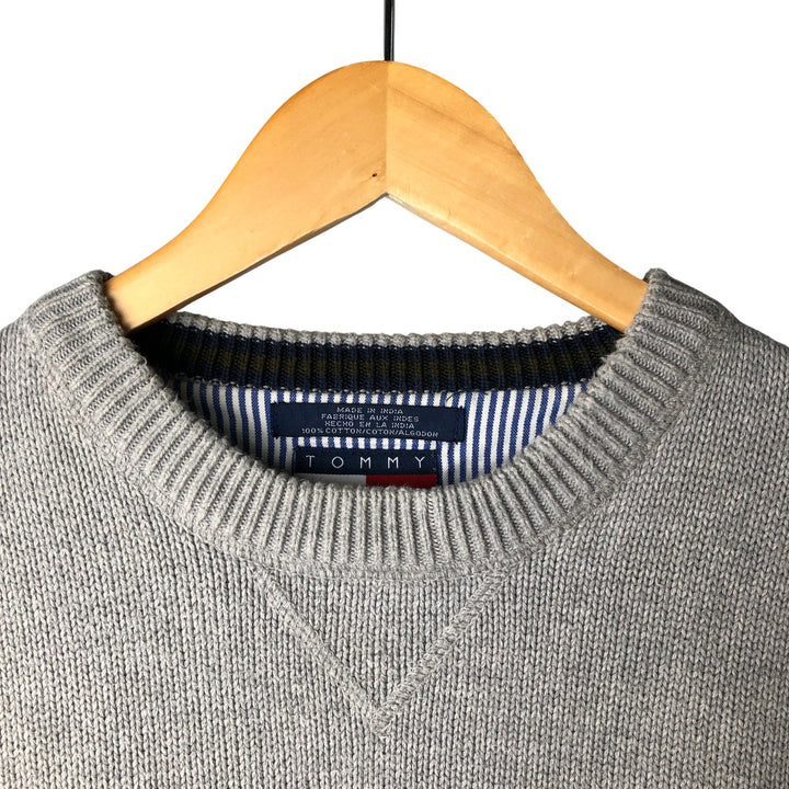 Tommy Hilfiger Cotton Knit Sweater, Men's Size L cotton gray type Vintage Second Hand
