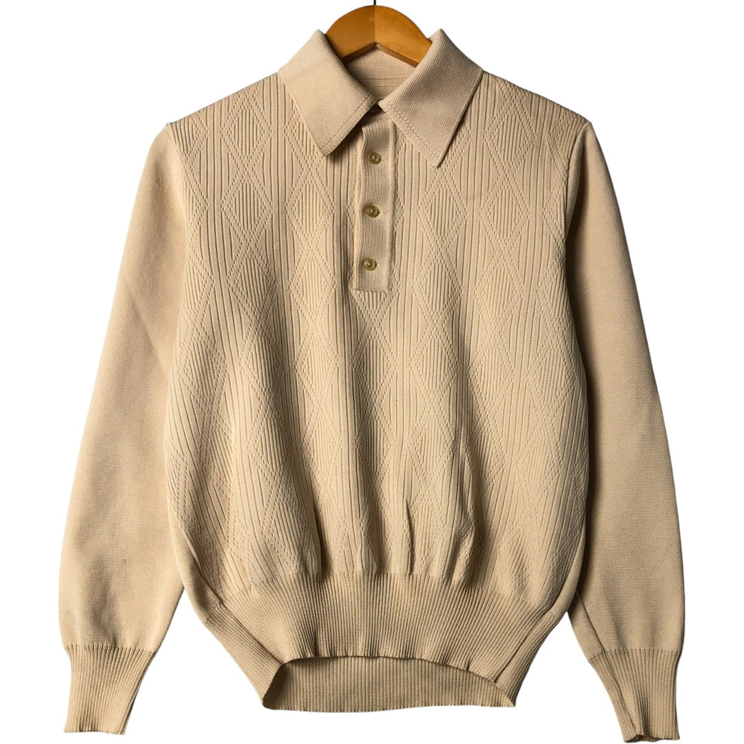 Polo knit sweater, men's size S unclear ivory Vintage Second Hand