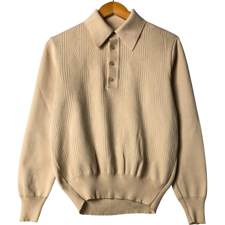Polo knit sweater, men's size S unclear ivory Vintage Second Hand