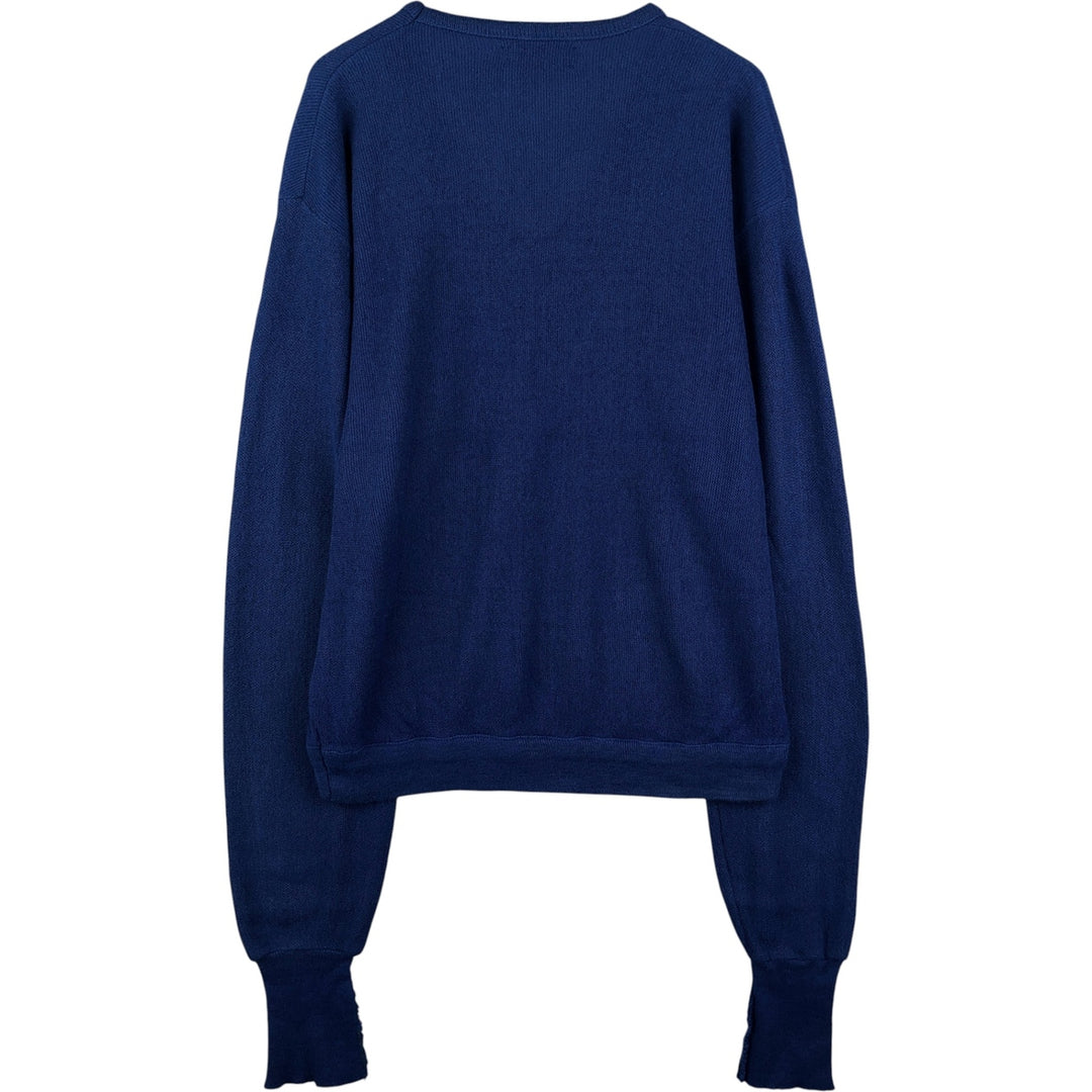 Vintage 1970'S Lacoste IZOD V-neck acrylic knit sweater, men's size L acrylic blue type Vintage Second Hand