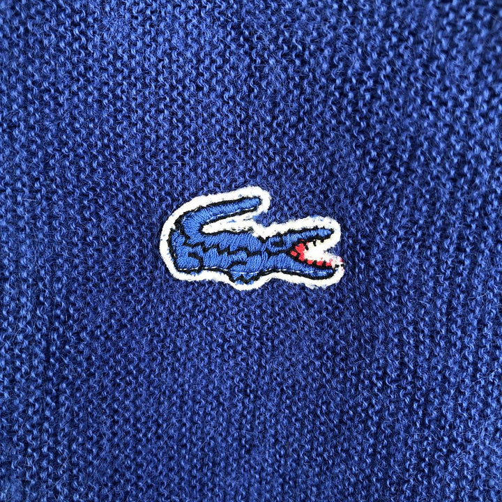 Vintage 1970'S Lacoste IZOD V-neck acrylic knit sweater, men's size L acrylic blue type Vintage Second Hand