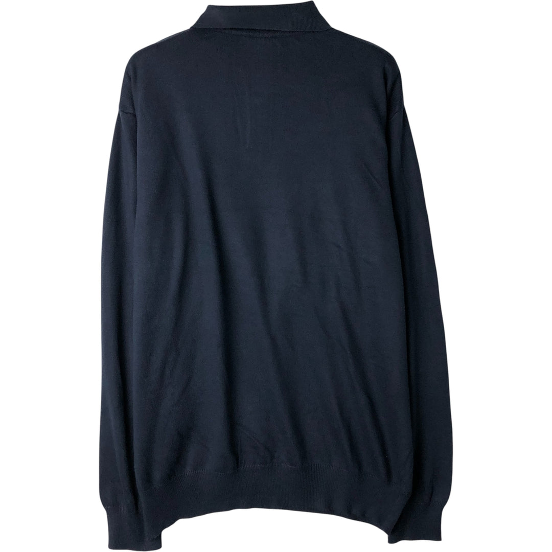 REPORT Polo knit sweater, Made in Italy, Men's size L unclear navy blue type Vintage Second Hand