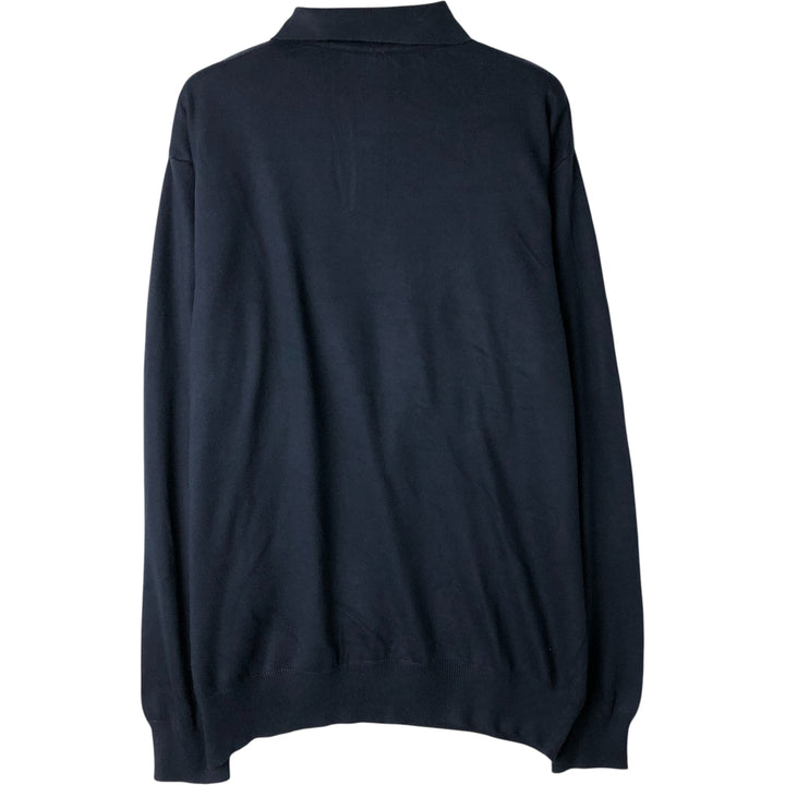 REPORT Polo knit sweater, Made in Italy, Men's size L unclear navy blue type Vintage Second Hand