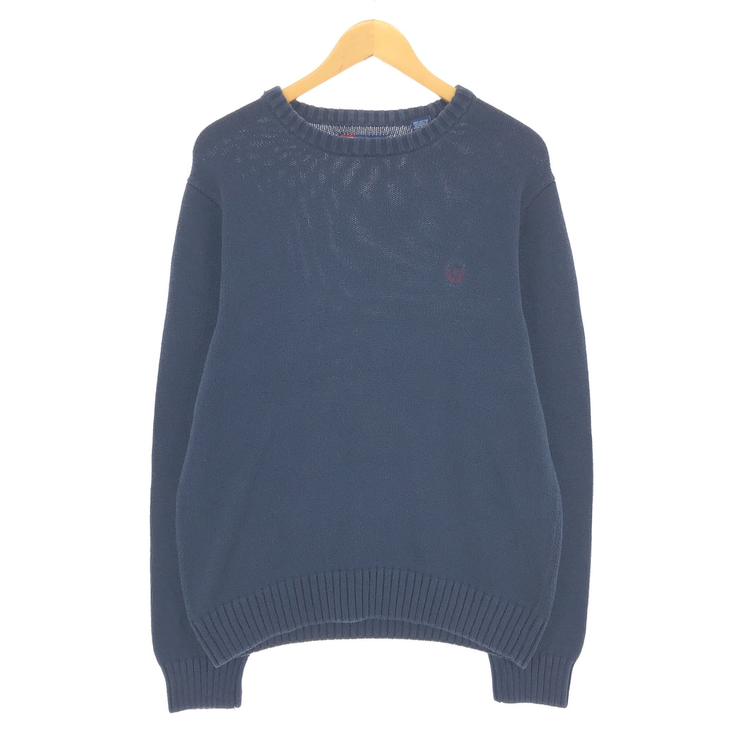 CHAPS Cotton Knit Sweater, Men's Size M cotton black type Vintage Second Hand