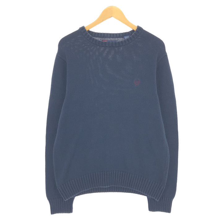CHAPS Cotton Knit Sweater, Men's Size M cotton black type Vintage Second Hand