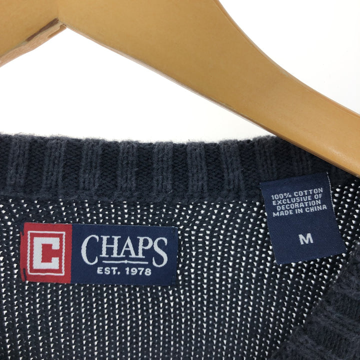 CHAPS Cotton Knit Sweater, Men's Size M cotton black type Vintage Second Hand