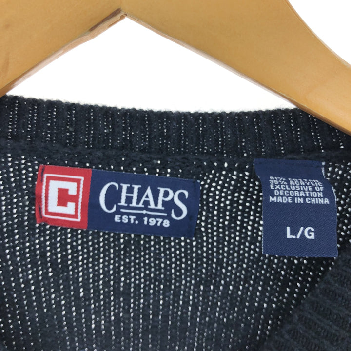Chaps Cotton Knit Sweater Men's XL Size cotton black type Vintage Second Hand