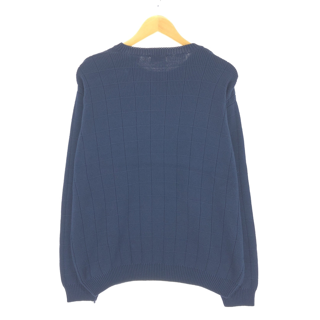 IZOD Cotton Knit Sweater, Men's Size M cotton navy blue type Vintage Second Hand