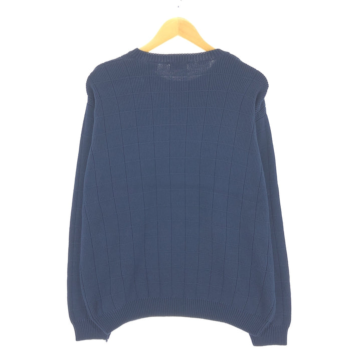 IZOD Cotton Knit Sweater, Men's Size M cotton navy blue type Vintage Second Hand