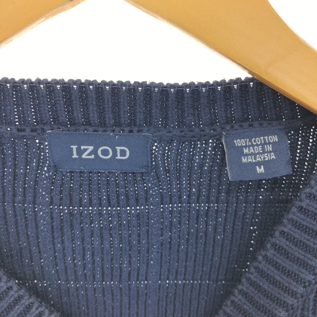 IZOD Cotton Knit Sweater, Men's Size M cotton navy blue type Vintage Second Hand