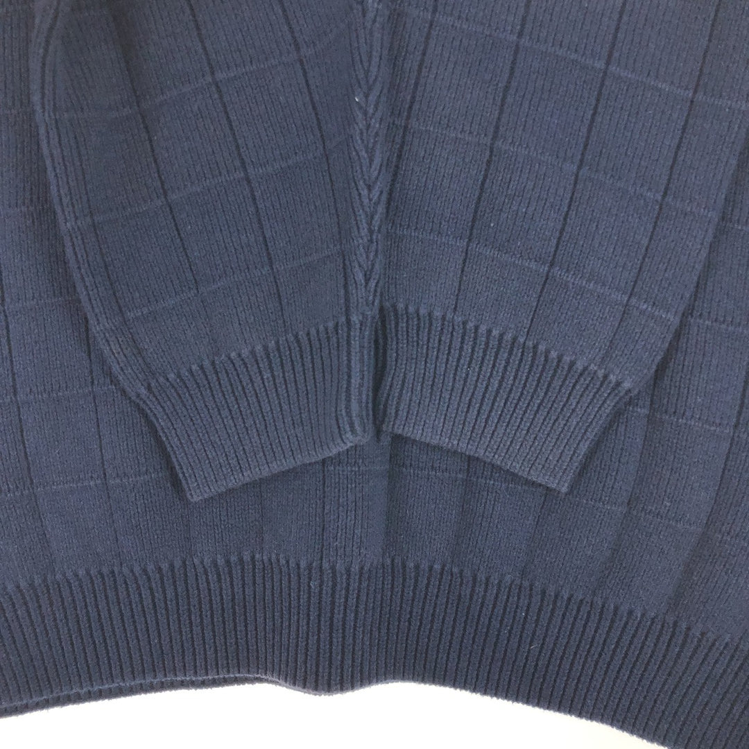 IZOD Cotton Knit Sweater, Men's Size M cotton navy blue type Vintage Second Hand