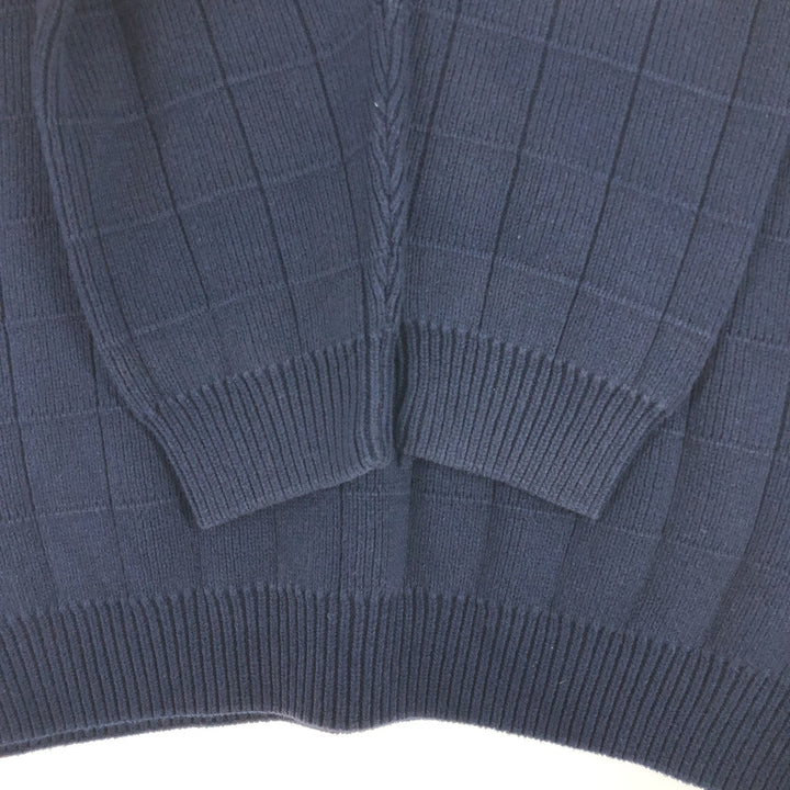 IZOD Cotton Knit Sweater, Men's Size M cotton navy blue type Vintage Second Hand