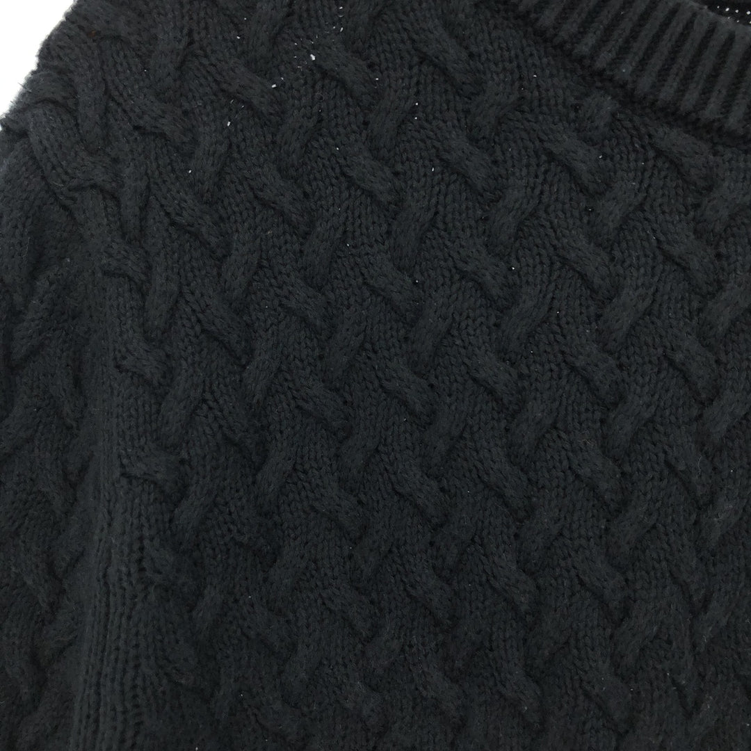 90'S Banana Republic Cable Knit Cotton Sweater, Men's Size L, Vintage Supima Cotton black type Vintage Second Hand