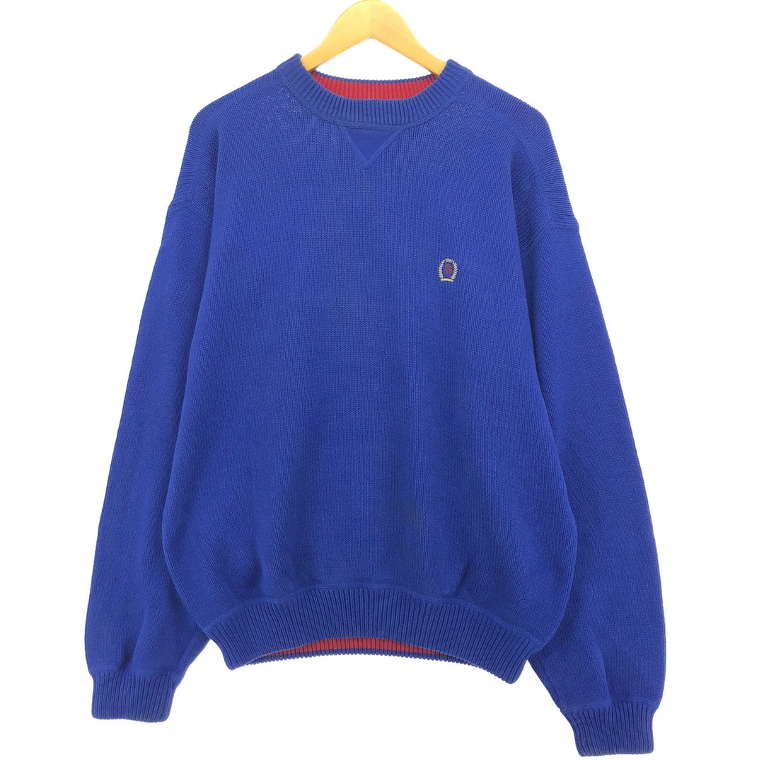 90s~ Tommy Hilfiger Cotton Knit Sweater Men's XL Vintage cotton blue type Vintage Second Hand