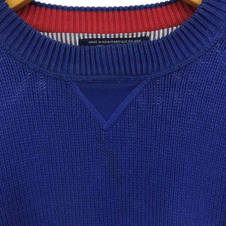 90s~ Tommy Hilfiger Cotton Knit Sweater Men's XL Vintage cotton blue type Vintage Second Hand