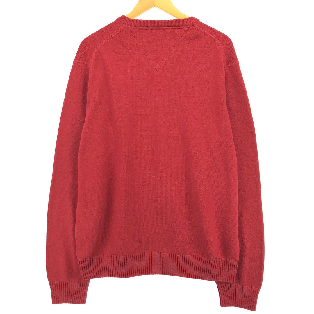 00'S Tommy Hilfiger V-neck cotton knit sweater, men's size XL cotton red type Vintage Second Hand