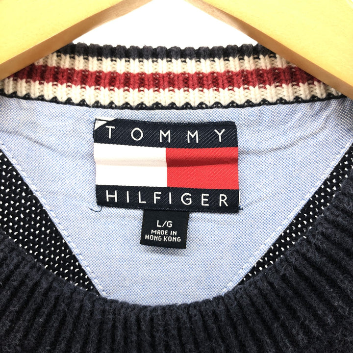 90s~ Tommy Hilfiger Ribbed Cotton Knit Sweater Men's Size L Vintage /eaa434485