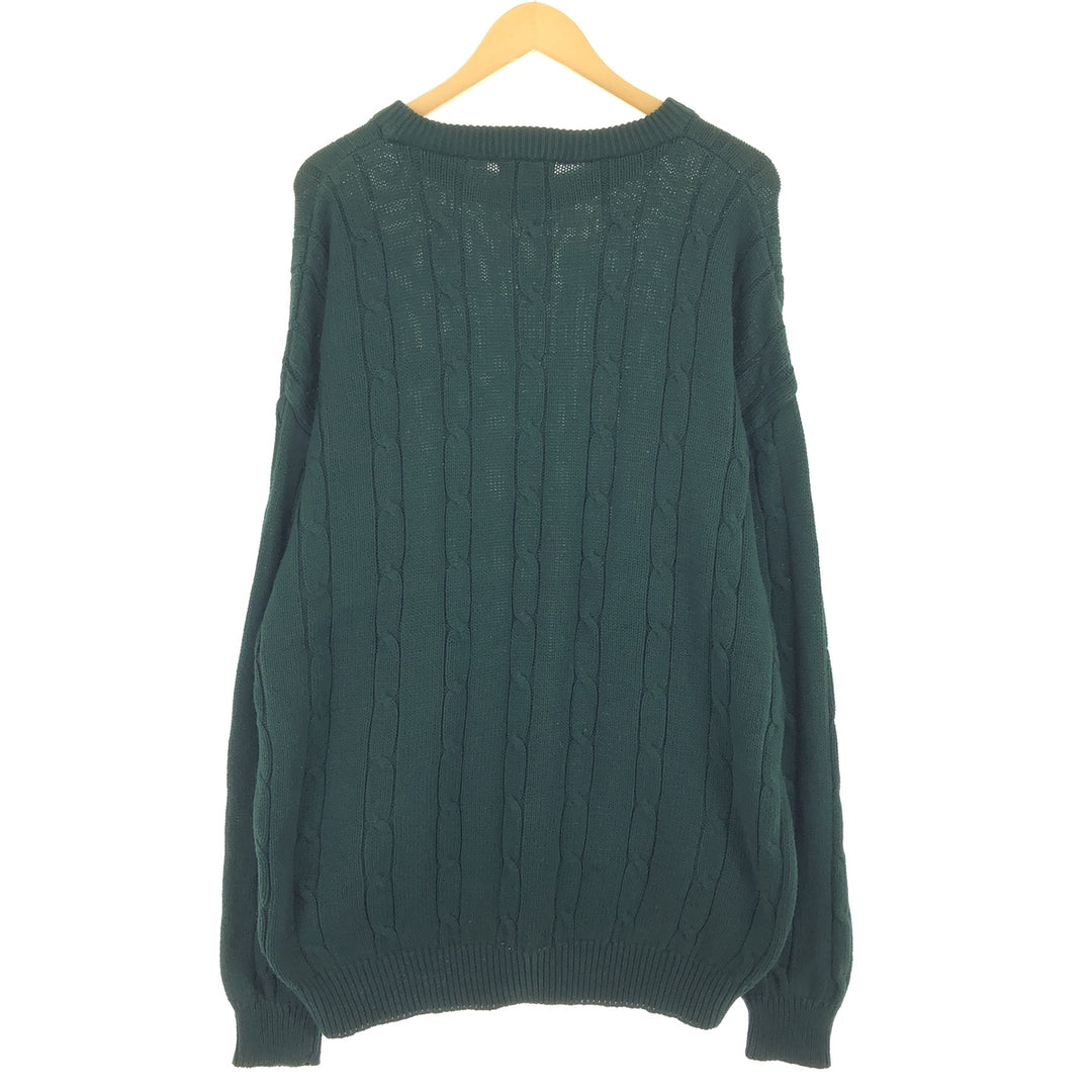 IZOD Cable Knit Cotton Knit Sweater, Men's Size XL cotton Green type dark green Vintage Second Hand