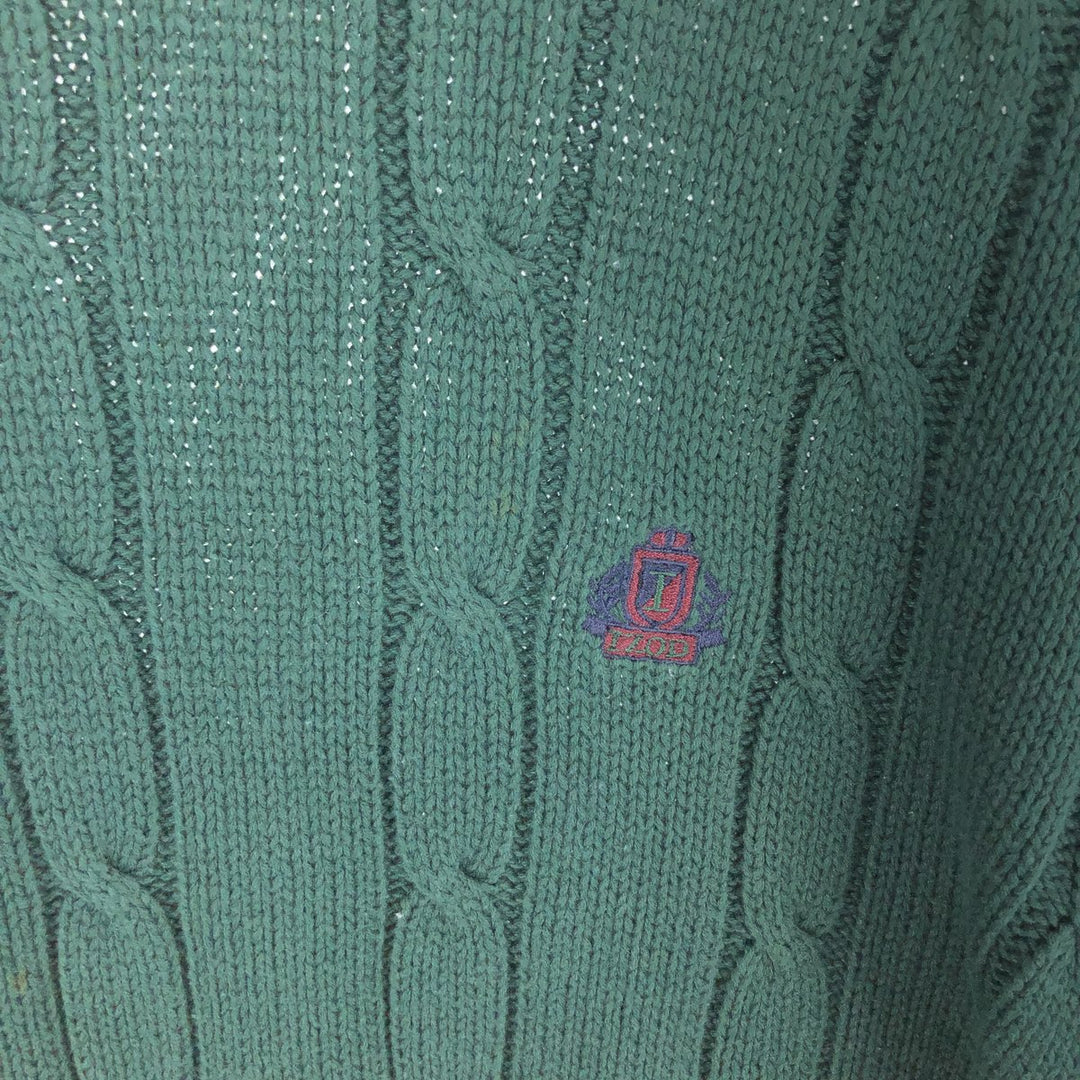 IZOD Cable Knit Cotton Knit Sweater, Men's Size XL cotton Green type dark green Vintage Second Hand