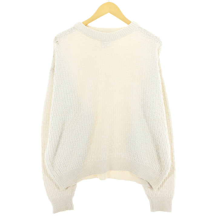 417 AUTHENTIC SPORTSWEAR Solid Cotton Knit Sweater, Made in USA, Men's Size Medium cotton ivory Vintage Second Hand