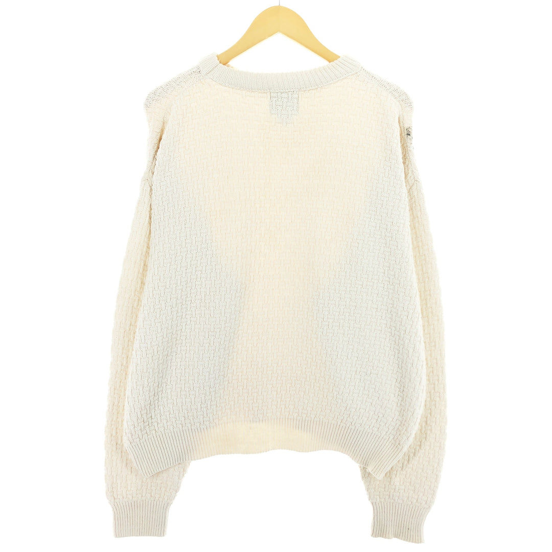 417 AUTHENTIC SPORTSWEAR Solid Cotton Knit Sweater, Made in USA, Men's Size Medium cotton ivory Vintage Second Hand