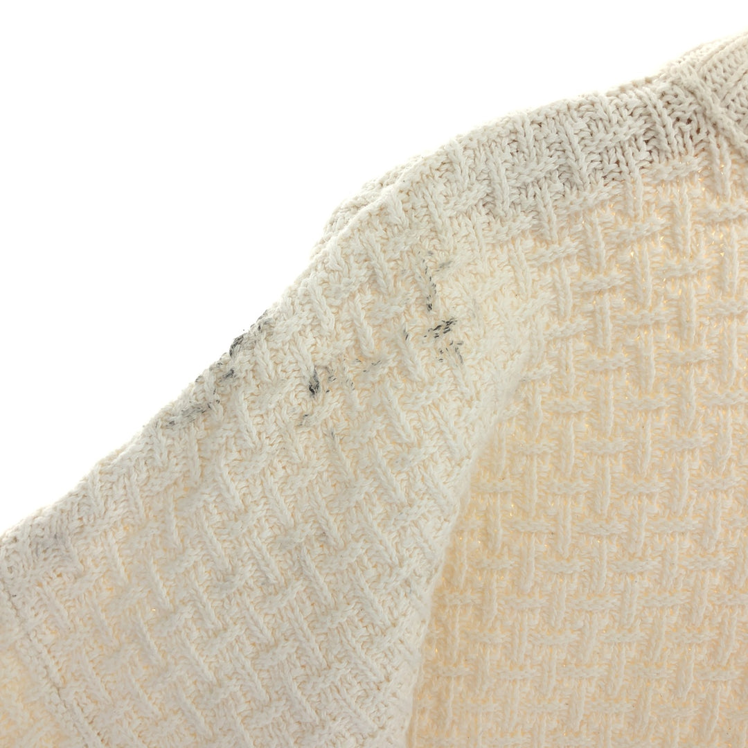 417 AUTHENTIC SPORTSWEAR Solid Cotton Knit Sweater, Made in USA, Men's Size Medium cotton ivory Vintage Second Hand