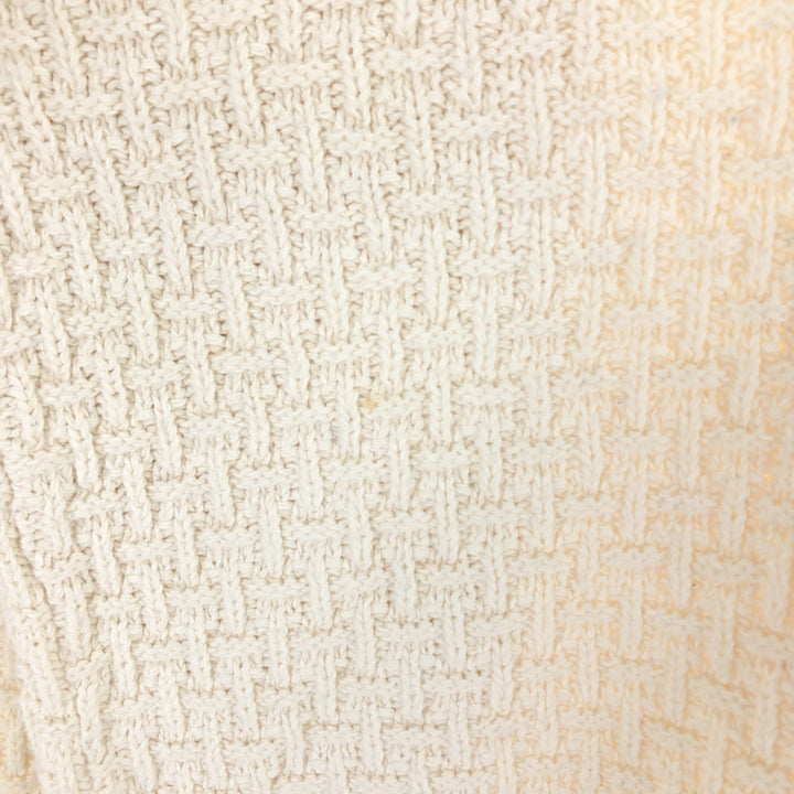 417 AUTHENTIC SPORTSWEAR Solid Cotton Knit Sweater, Made in USA, Men's Size Medium cotton ivory Vintage Second Hand