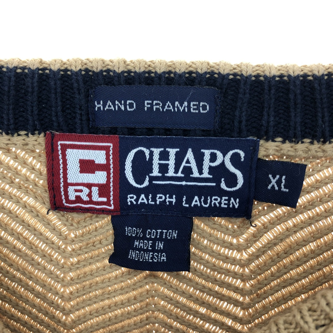 90'S Ralph Lauren CHAPS Herringbone Cotton Knit Sweater Men's XL Vintage /eaa434495