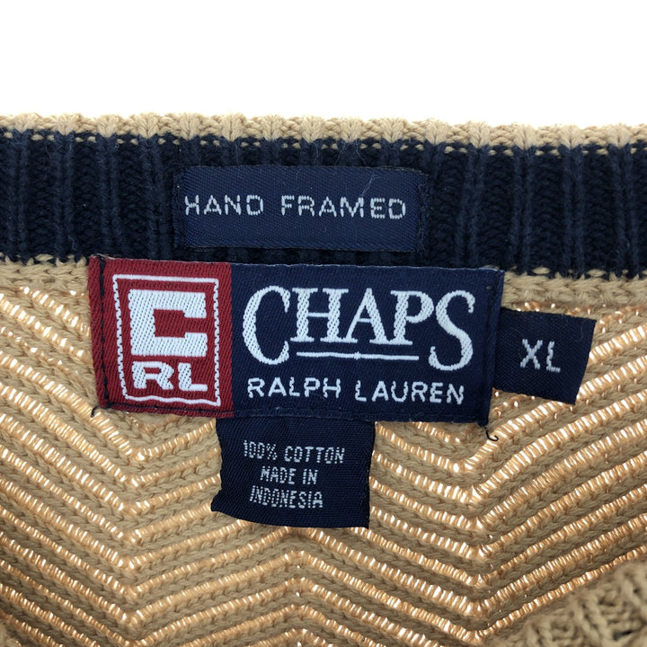 90'S Ralph Lauren CHAPS Herringbone Cotton Knit Sweater Men's XL Vintage /eaa434495