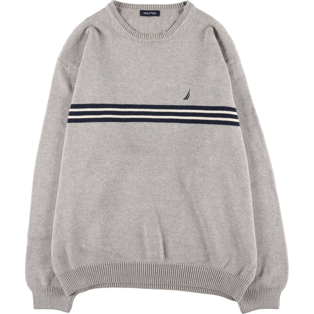 2000'S ~ Nautica Knit Sweater Men's XL unclear gray type Vintage Second Hand