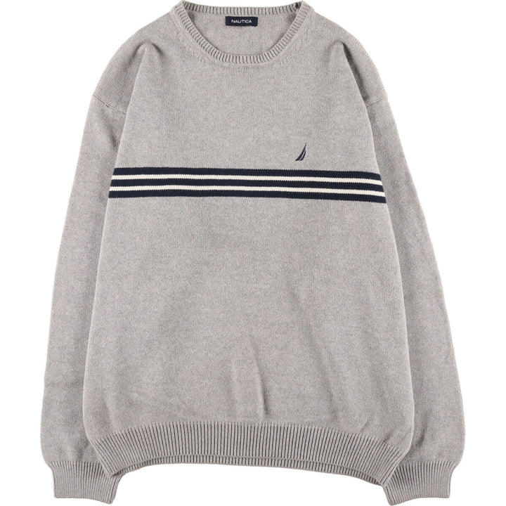 2000'S ~ Nautica Knit Sweater Men's XL unclear gray type Vintage Second Hand