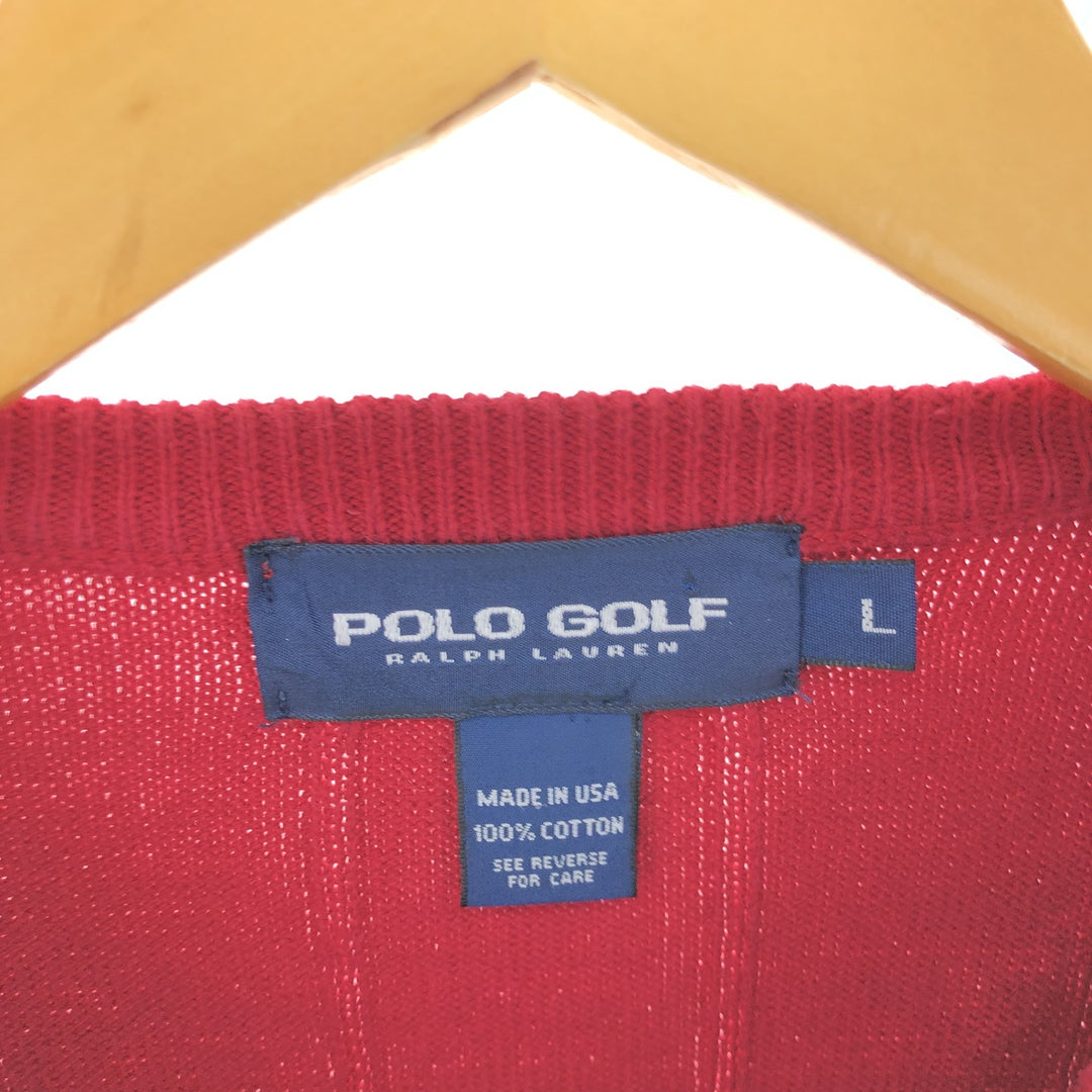 Ralph Lauren POLO GOLF Cotton Knit Sweater Made in USA Men's L size /eaa434540