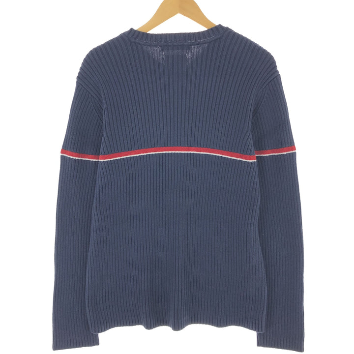 TOMMY HILFIGER Ribbed V-neck cotton knit sweater for men, size L / eaa434547