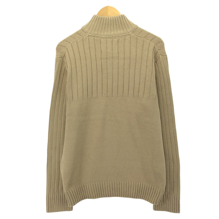 Eddie Bauer Cotton Knit Half-Button Sweater, Men's Size L cotton Beige type Vintage Second Hand
