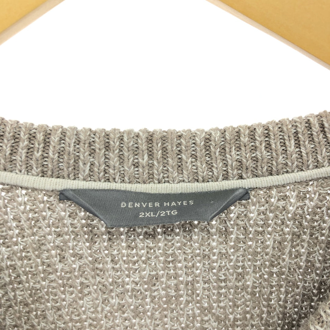 DENVER HAYES Acrylic x Cotton Knit Sweater, Men's XXL cotton gray type Vintage Second Hand