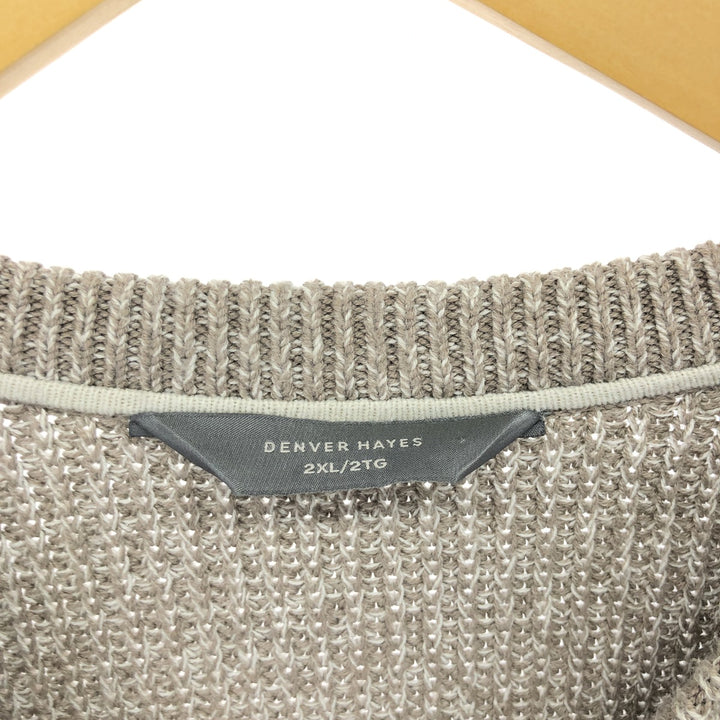 DENVER HAYES Acrylic x Cotton Knit Sweater, Men's XXL cotton gray type Vintage Second Hand
