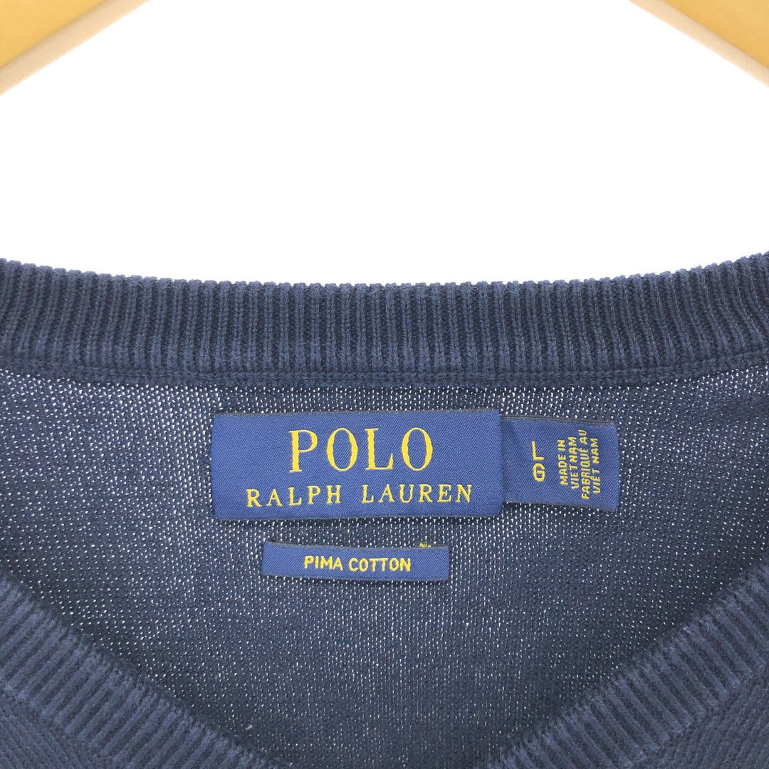 Ralph Lauren POLO RALPH LAUREN V-neck cotton knit sweater, men's size L / eaa434553