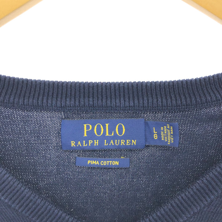 Ralph Lauren POLO RALPH LAUREN V-neck cotton knit sweater, men's size L / eaa434553
