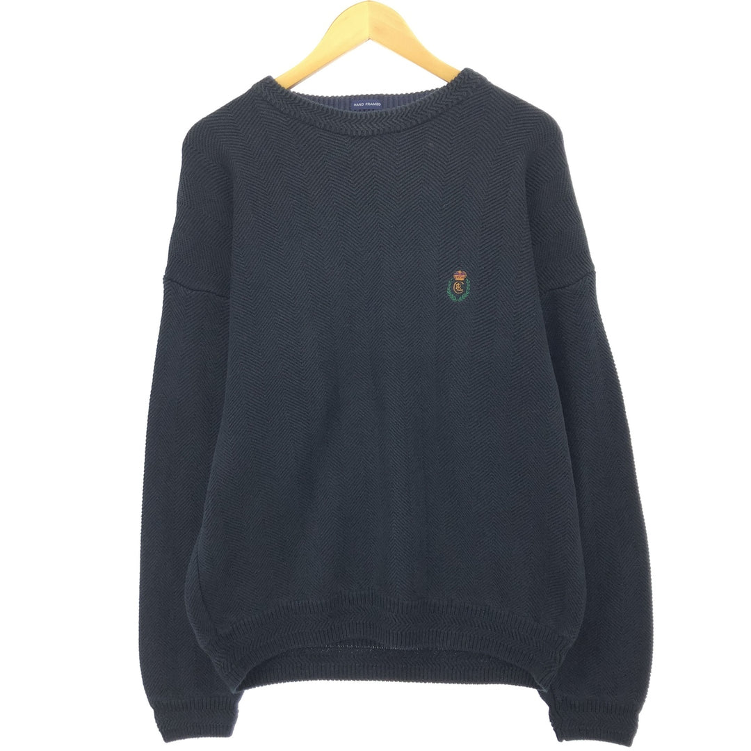 90'S Ralph Lauren CHAPS HAND FRAMED Herringbone Cotton Knit Sweater Men's XL Vintage /eaa434554