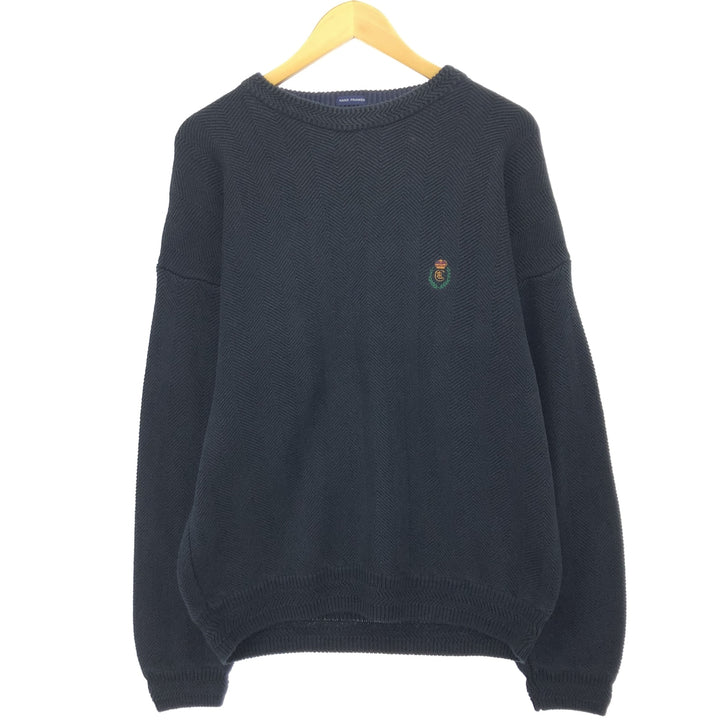 90'S Ralph Lauren CHAPS HAND FRAMED Herringbone Cotton Knit Sweater Men's XL Vintage /eaa434554