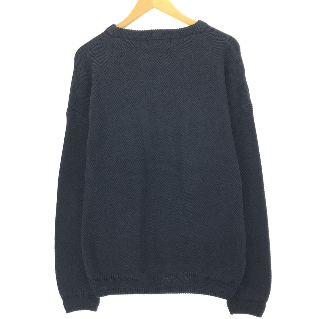 90'S Ralph Lauren CHAPS HAND FRAMED Herringbone Cotton Knit Sweater Men's XL Vintage /eaa434554